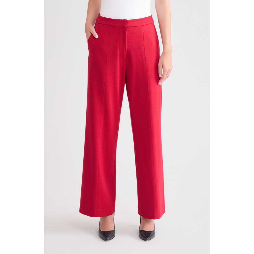 Misook High Rise Ponte Pants In Red