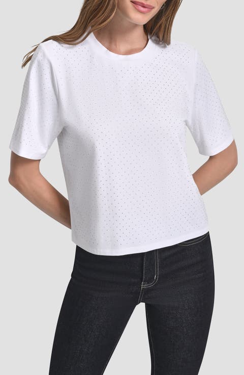 Studded Cotton Blend T-Shirt