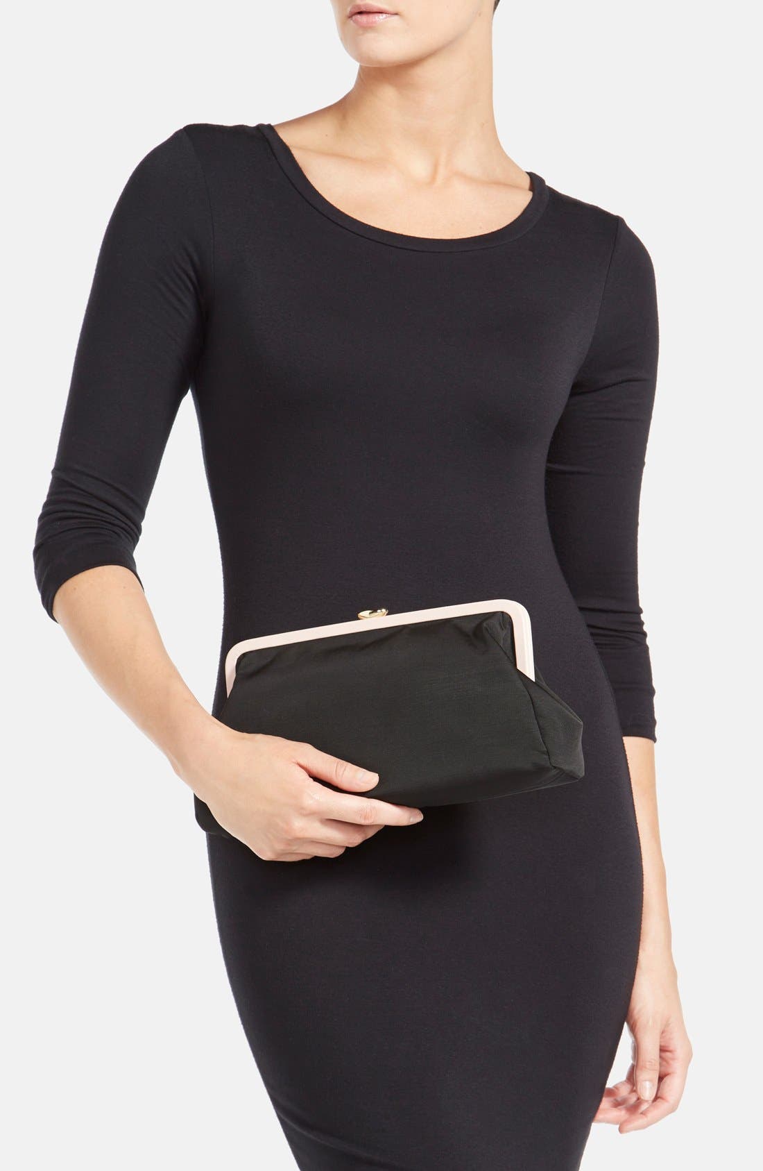 SJP 'Beekman' Grosgrain Clutch, Alternate, color, BLACK