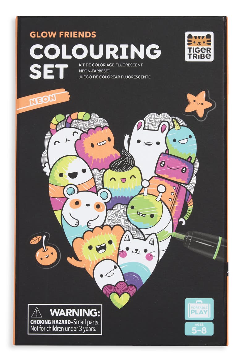 Glow Friends Neon Coloring Set, Main, color, NO COLOR