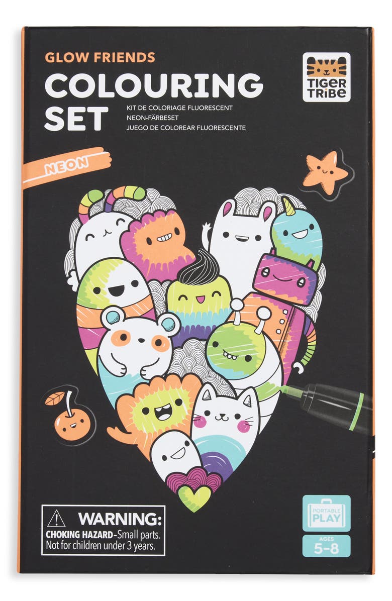 TIGER TRIBE Glow Friends Neon Coloring Set, Main, color,