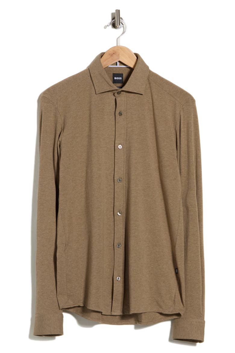 Roan Kent Slim Fit Stretch Cotton Button-Up Shirt, Alternate, color, OPEN BROWN