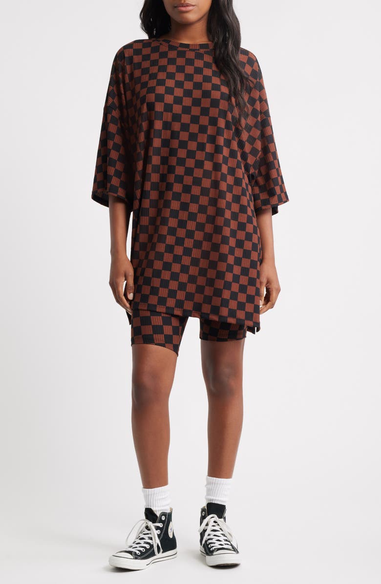 Dressed in Lala Malone Rib Oversize T-Shirt & Biker Shorts Set, Main, color, 