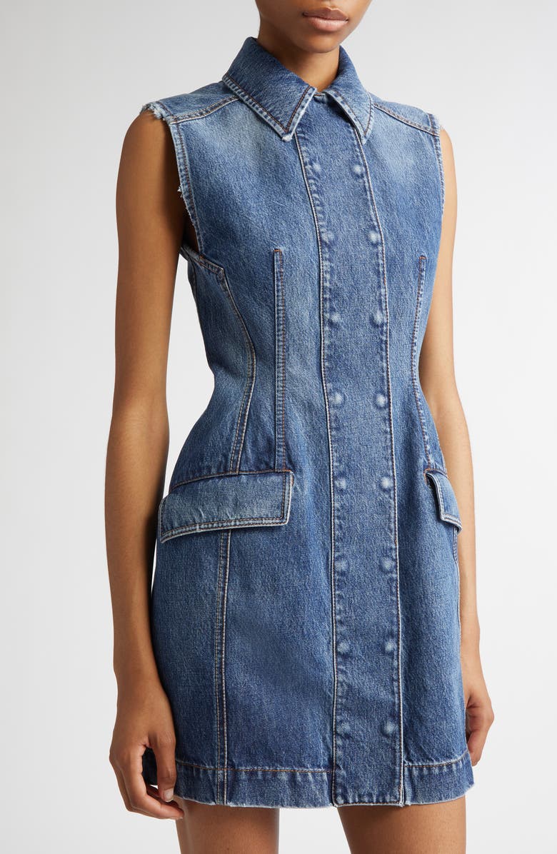 SPORTMAX Carabo Denim Minidress, Alternate, color, Navy