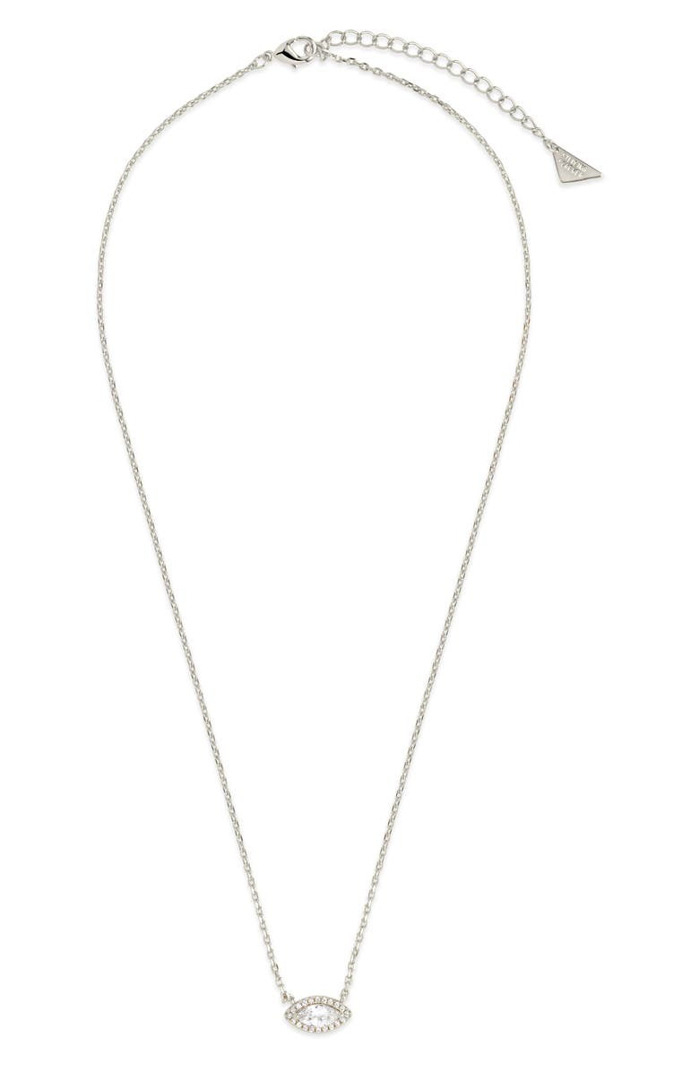 Sterling Forever Jamie Marquise Cubic Zirconia Pendant Necklace, Main, color, Silver