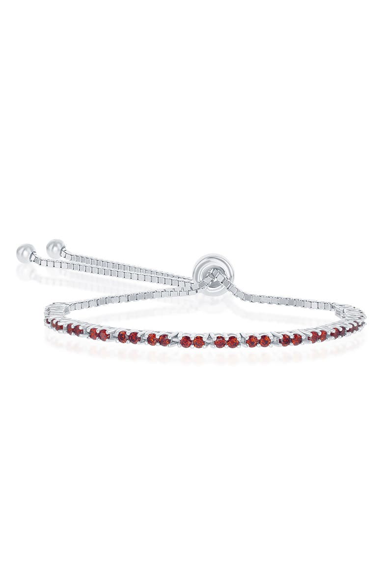 SIMONA Sterling Silver Garnet CZ Bolo Bracelet, Main, color, 