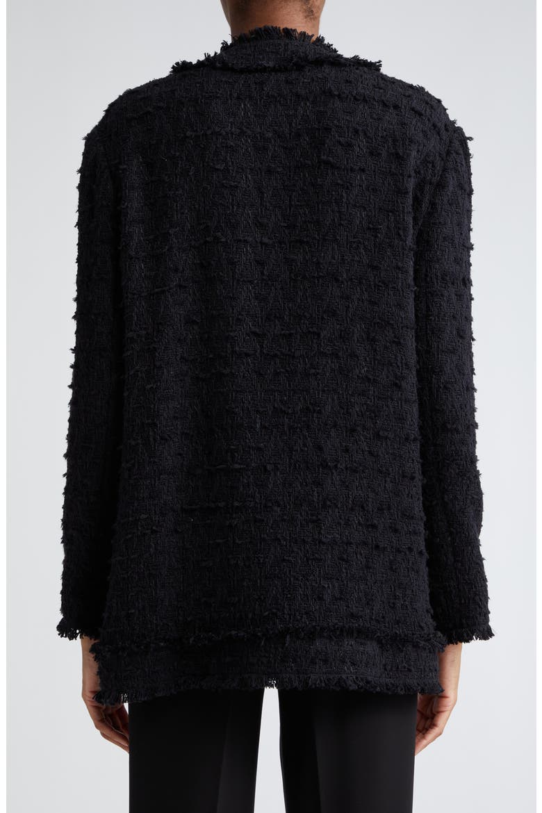 Logo Button Collarless Tweed Jacket, Alternate, color, N0000NERO