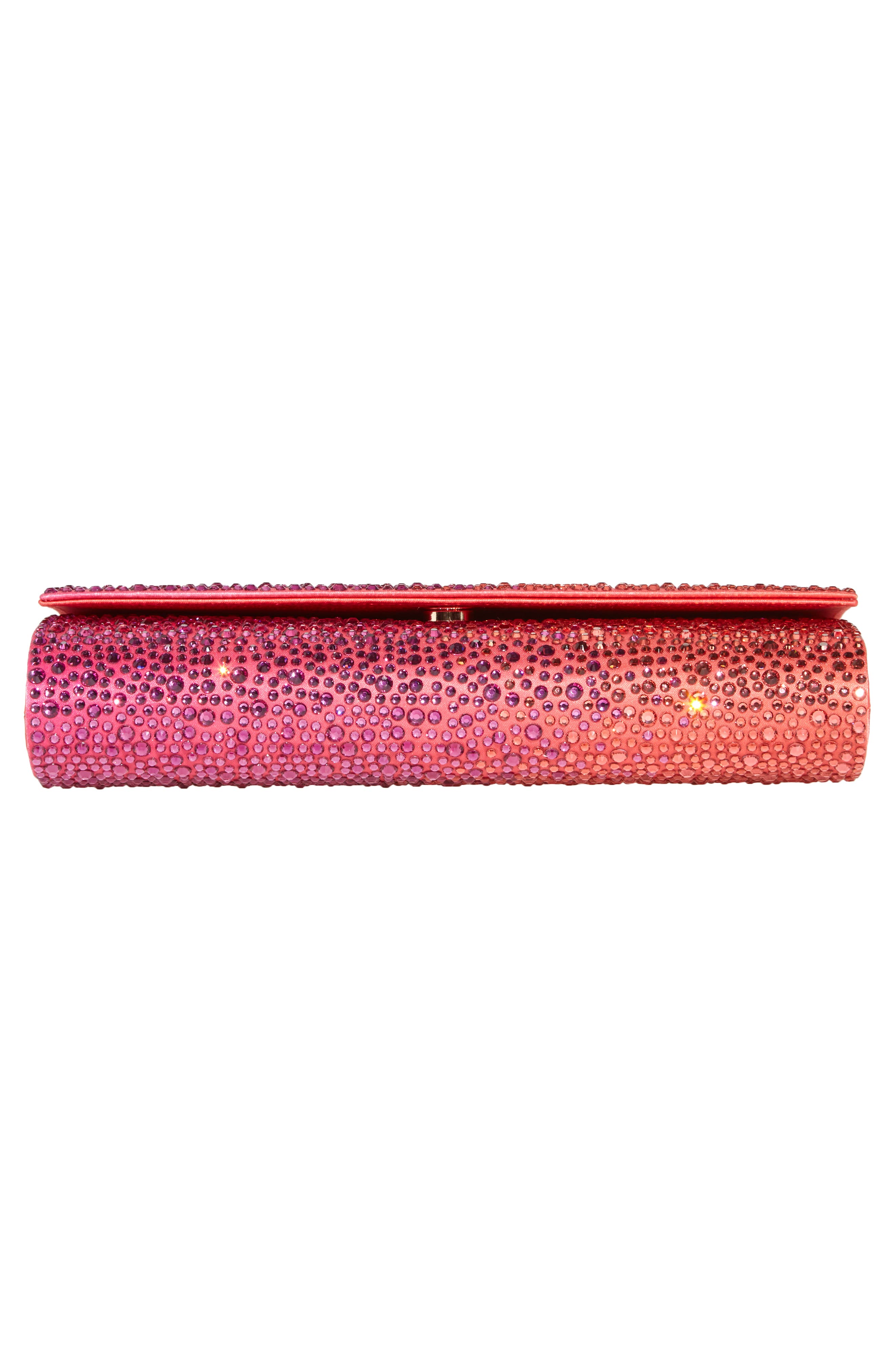 Perry Crystal Embellished Satin Clutch, Alternate, color, CHAMPAGNE FLAME