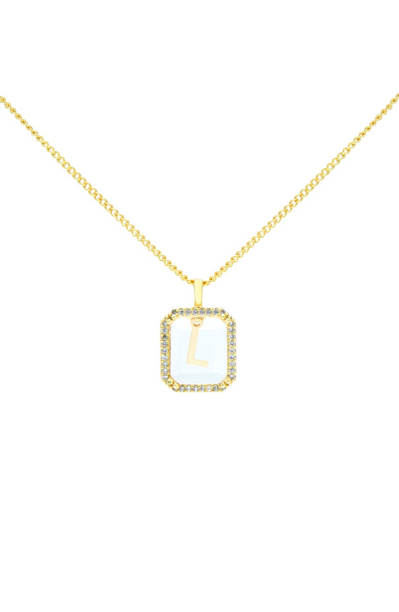 LA MENO Crystal Letter Square Pendant Necklace, Main, color, Crystal - L