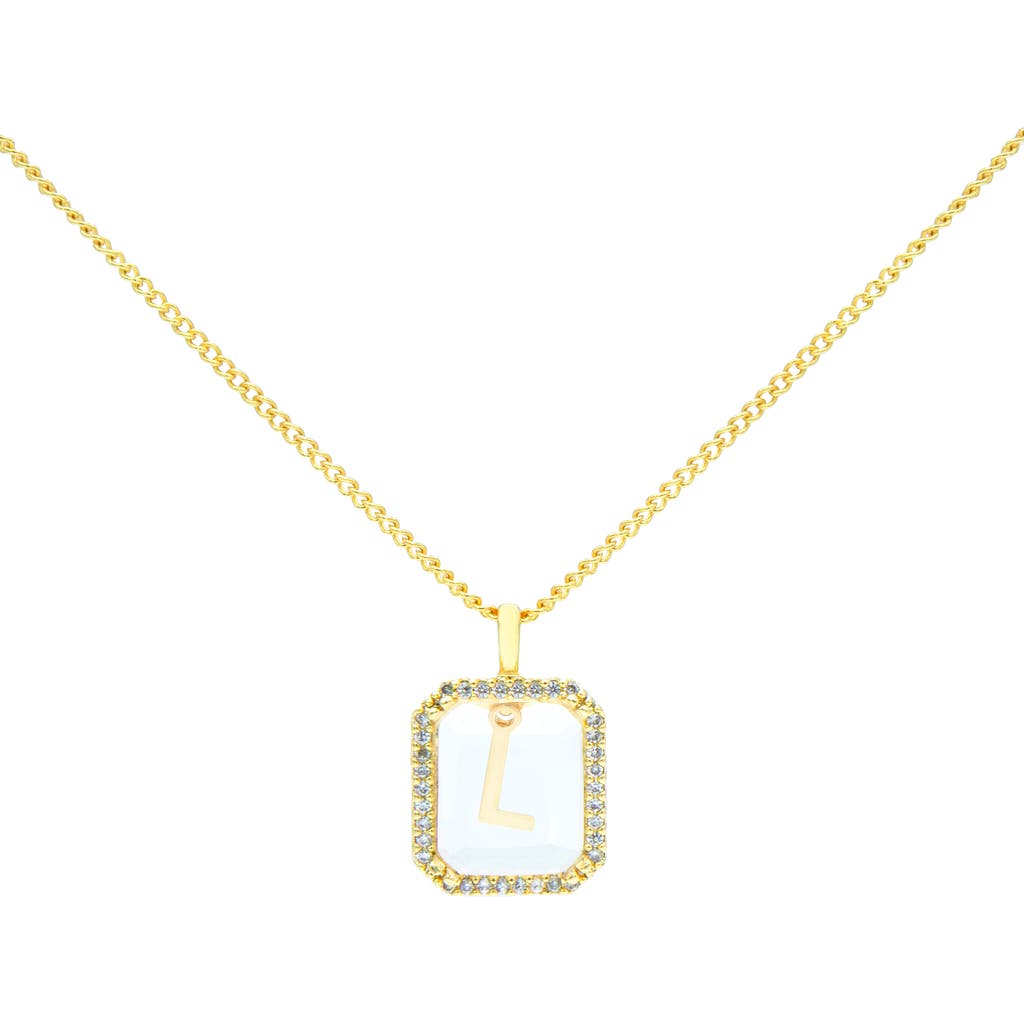 La Meno Crystal Letter Square Pendant Necklace