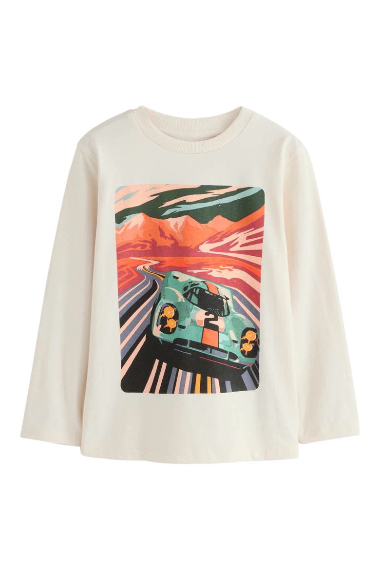 Kids' Race Car Long Sleeve Cotton Graphic T-Shirt, Main, color, NEUTRAL