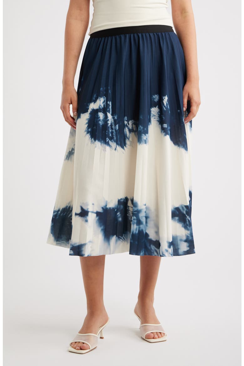 Robbie Print Midi Skirt, Main, color, BLUE
