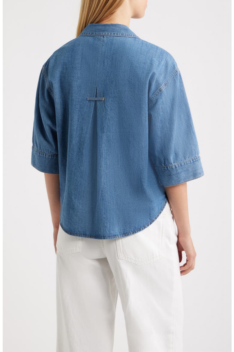 Kindell Cotton Denim Button-Up Shirt, Alternate, color, MEDIUM WASH