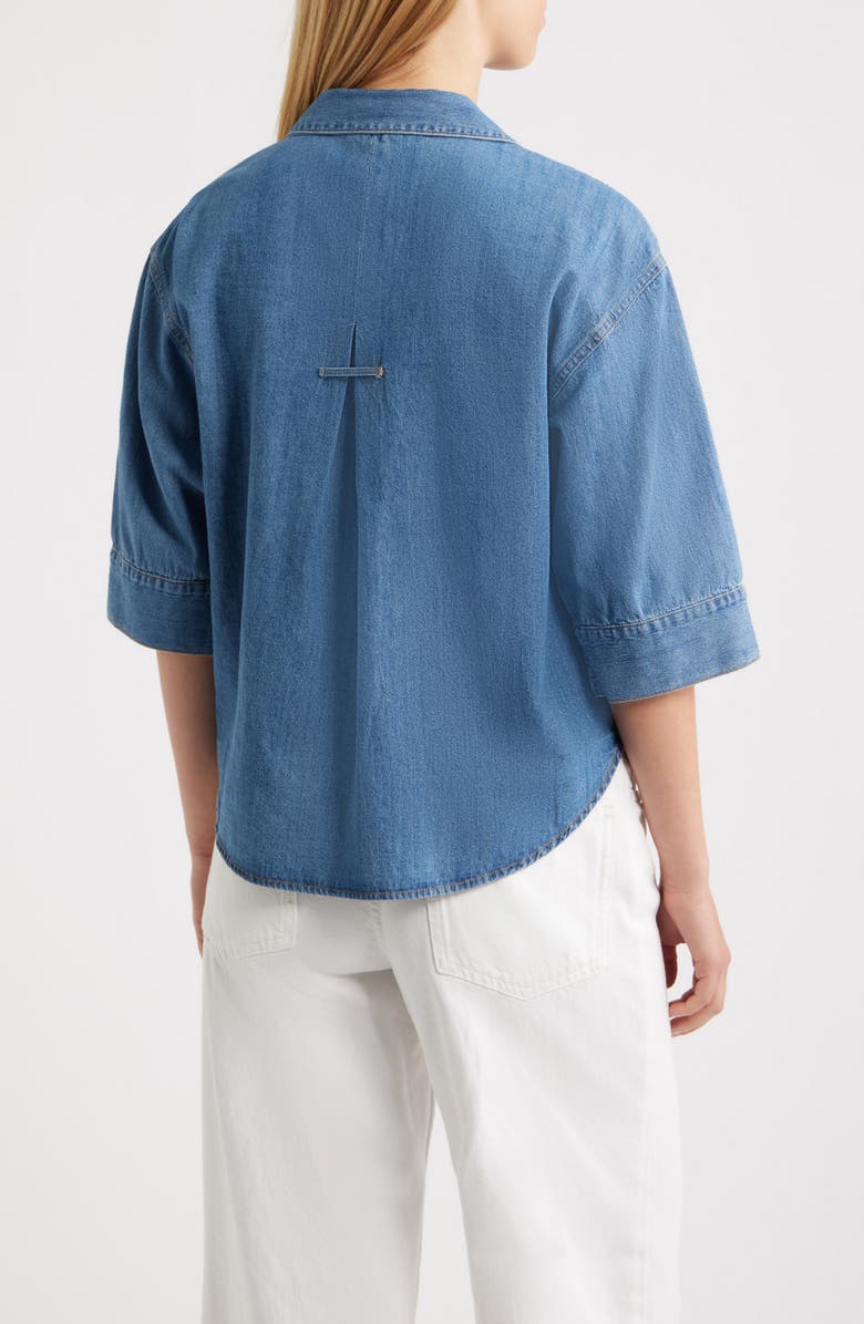 beachlunchlounge Kindell Cotton Denim Button-Up Shirt, Alternate, color, Medium Wash