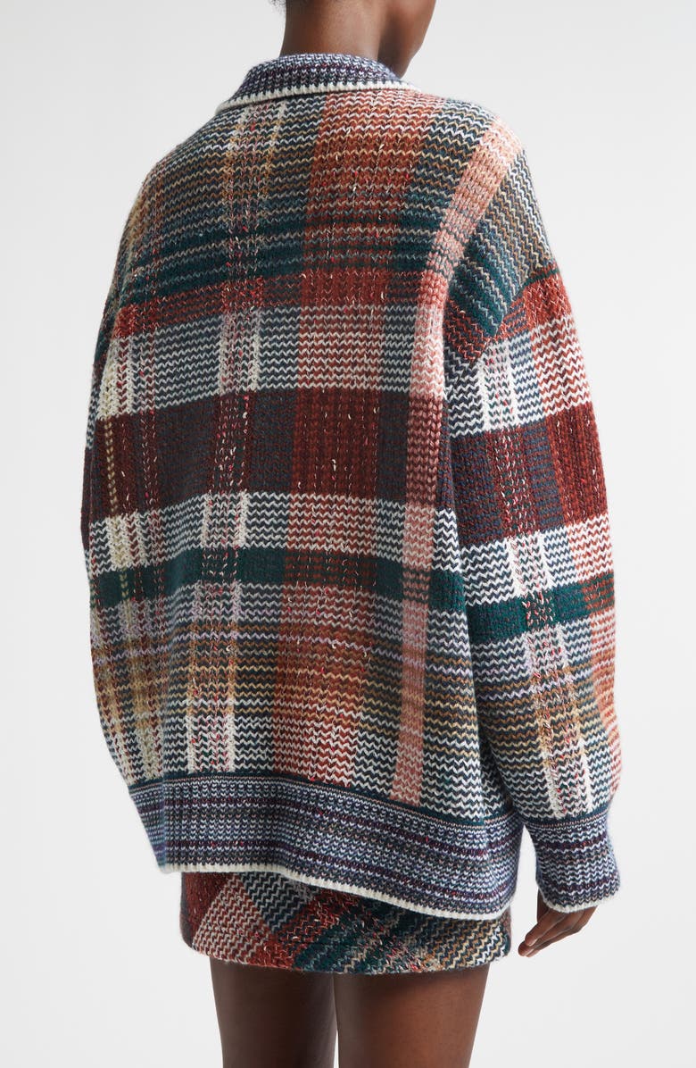Missoni Oversize Check Wool Blend Cardigan, Alternate, color, Green And Red Tones