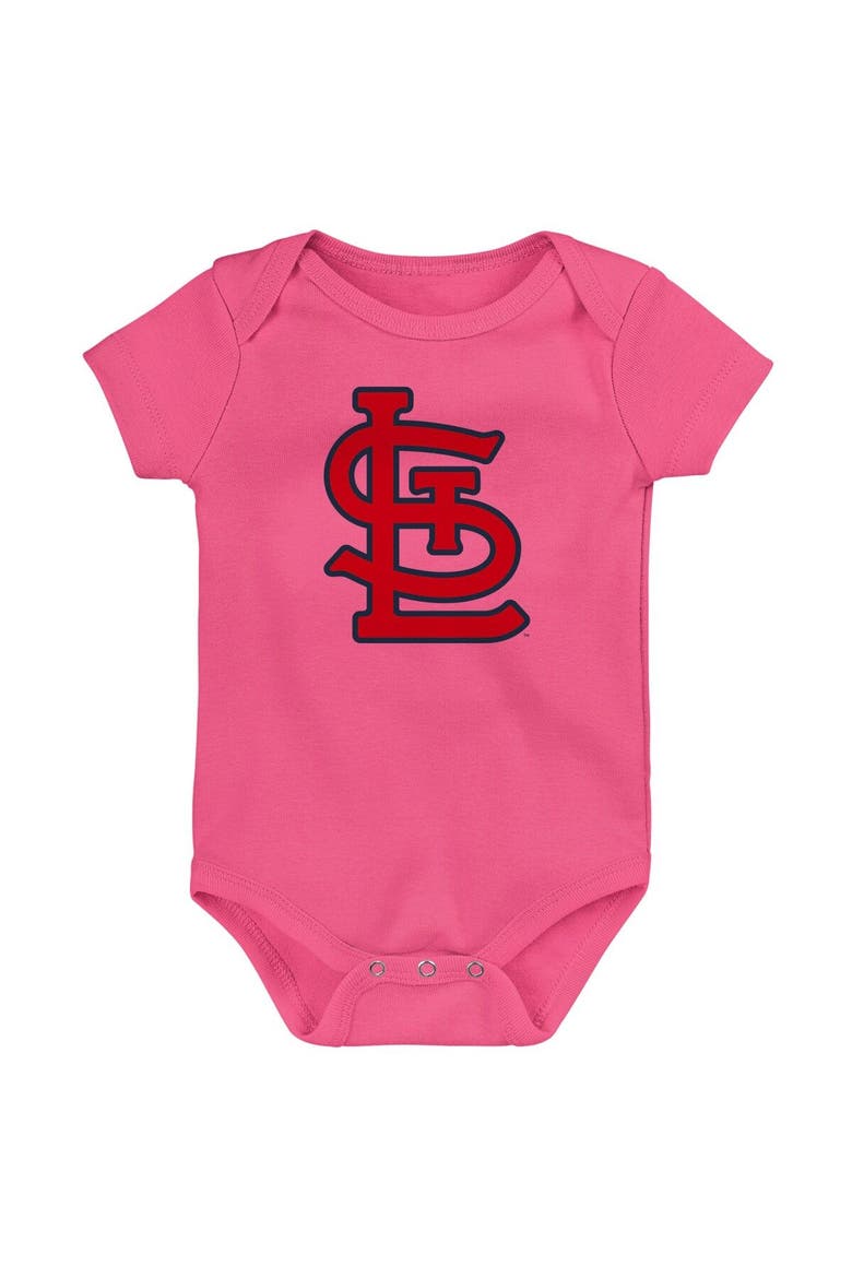 Infant Red/Navy/Pink St. Louis Cardinals Baseball Baby 3-Pack Bodysuit Set, Alternate, color, Red