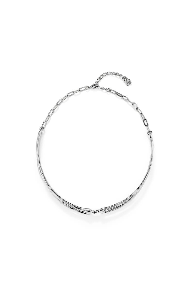 Choker Necklace with White Topaz, Main, color, Silver