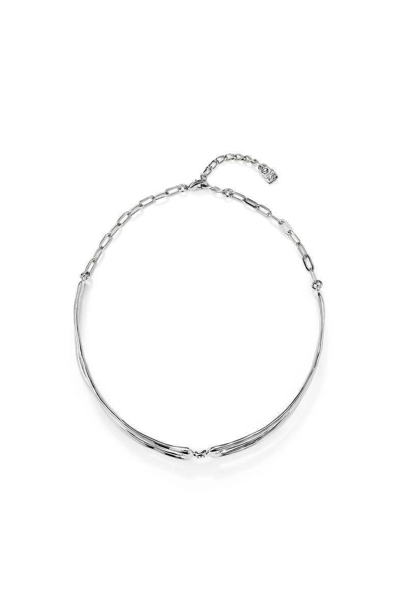 UNODE50 Choker Necklace With White Topaz, Main, color, Silver