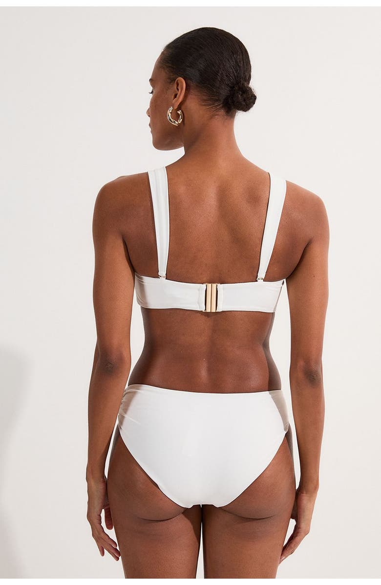 Karen Millen Detachable Strap Gold Trim Bikini Top, Alternate, color, White