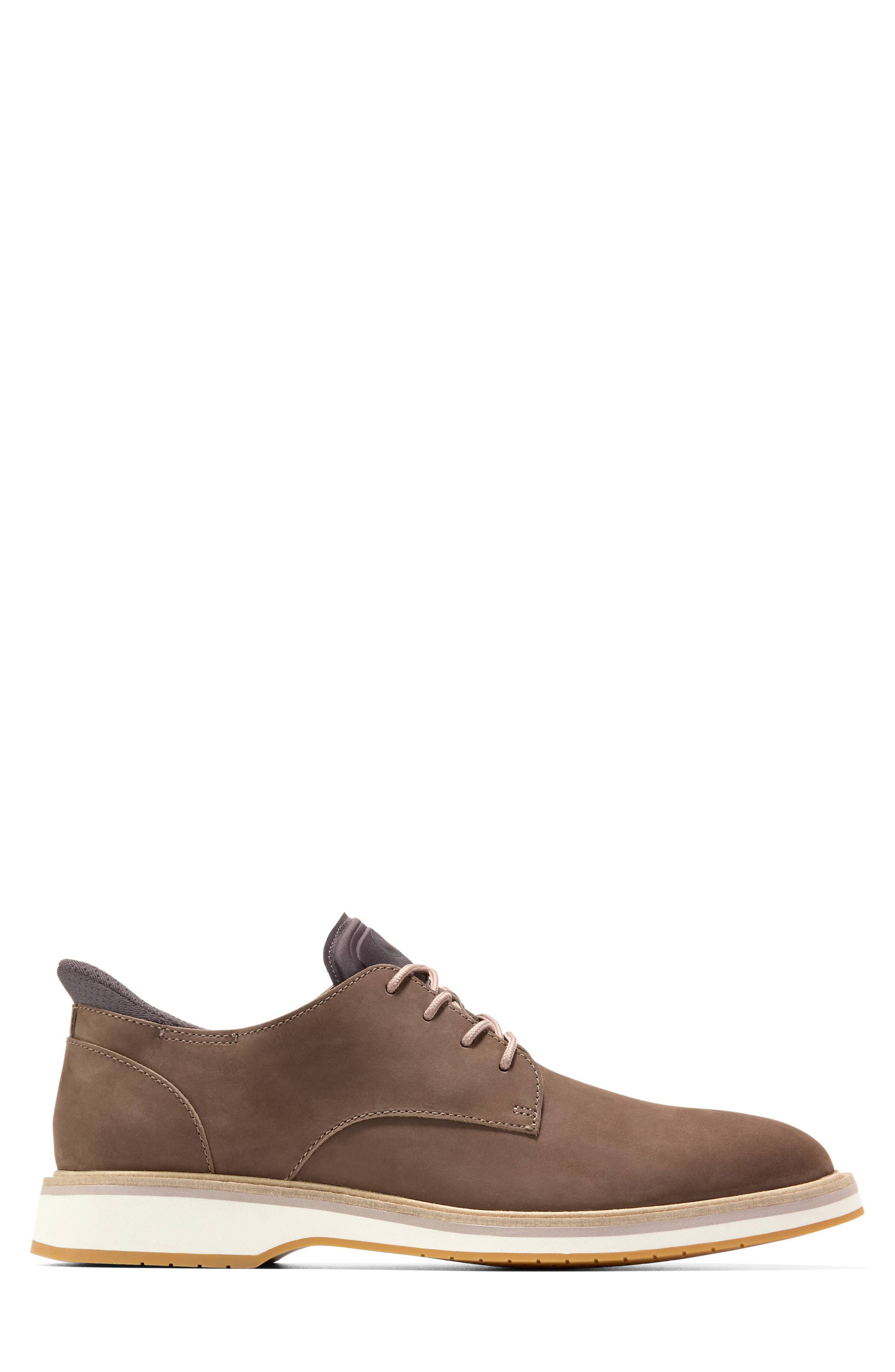 Cole Haan Mansfield Grand Plain Toe Quick-On Oxford, Alternate, color, Truffle Nubuck / Chocolate