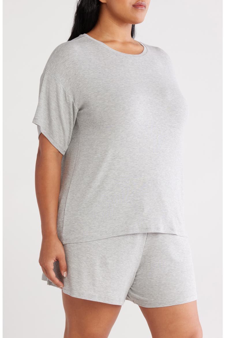 Moonlight Eco Easy Rib Short Pajamas, Alternate, color, GREY HEATHER