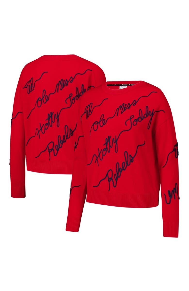 KADYLUXE Women's Red Ole Miss Rebels Love Note Embroidered Sweater, Main, color, Red