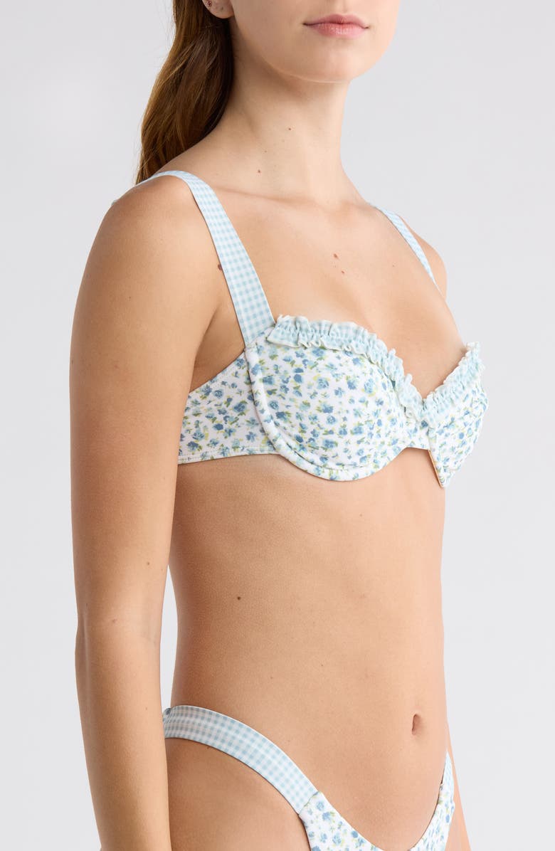 PacSun Elise Ruffle Bikini Top, Alternate, color, Blue Ditsy Floral/ Gingham
