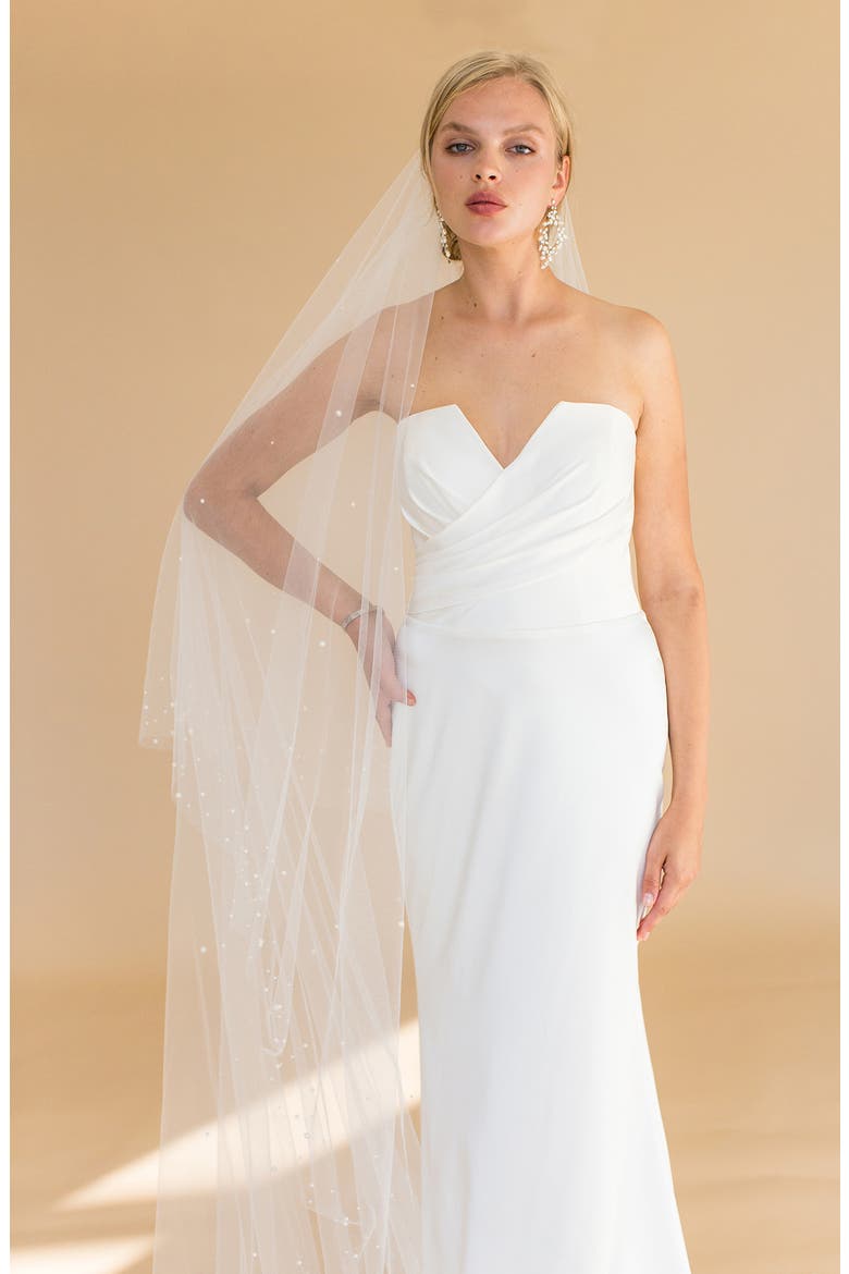 Arwen Imitation Pearl Cathedral Veil (Nordstrom Exclusive), Alternate, color, IVORY