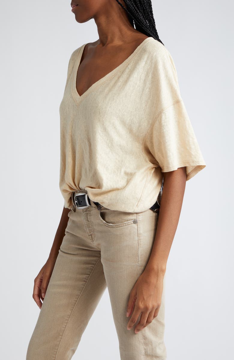 R13 Gathered Hem V-Neck T-Shirt, Alternate, color, 