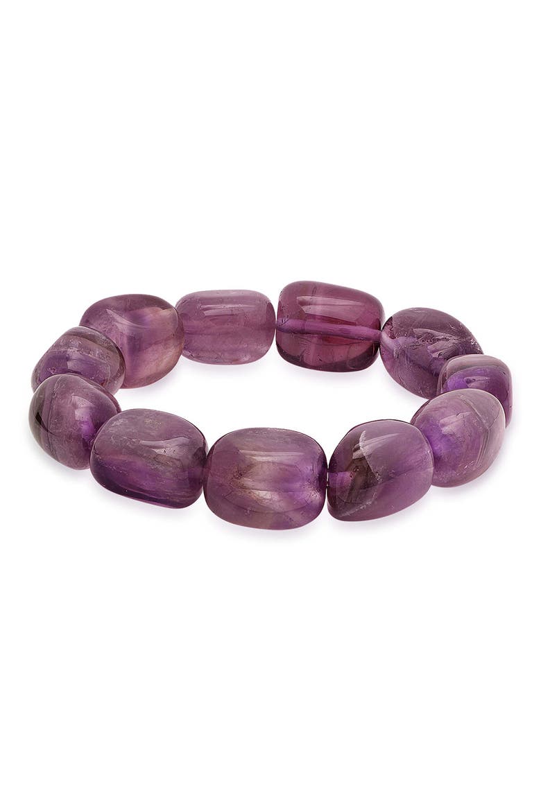 Genuine Amethyst Stretch Bracelet, Main, color, PURPLE