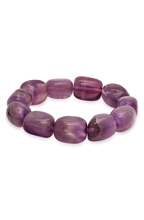 Genuine Amethyst Stretch Bracelet