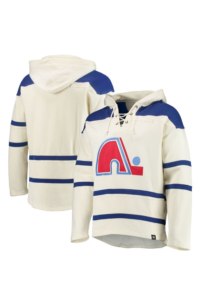 '47 Men's '47 Cream Quebec Nordiques Superior Lacer Team Pullover Hoodie, Main, color, 