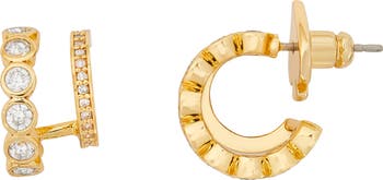 ピアス dazzle crystal double huggie hoopearrings Kate Spade New York dazzle crystal double huggie hoop