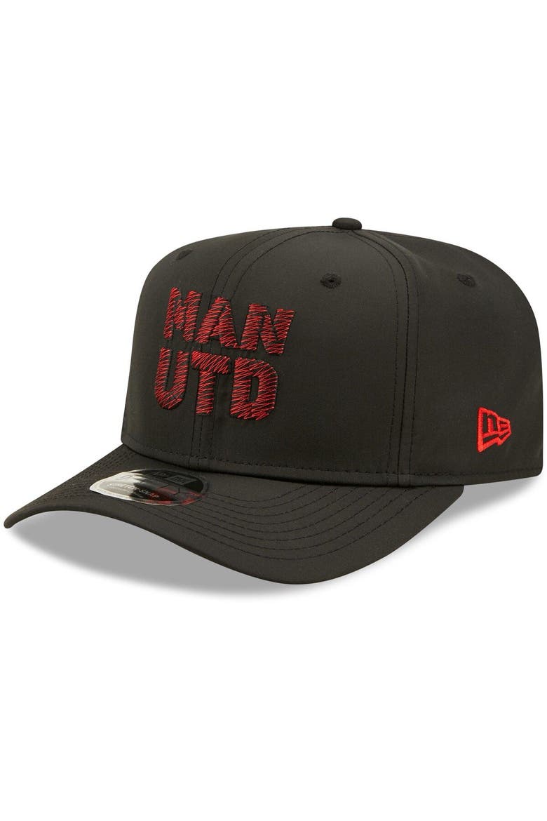 Men's New Era Black Manchester United Weave Overlay 9FIFTY Snapback Hat, Alternate, color, Black