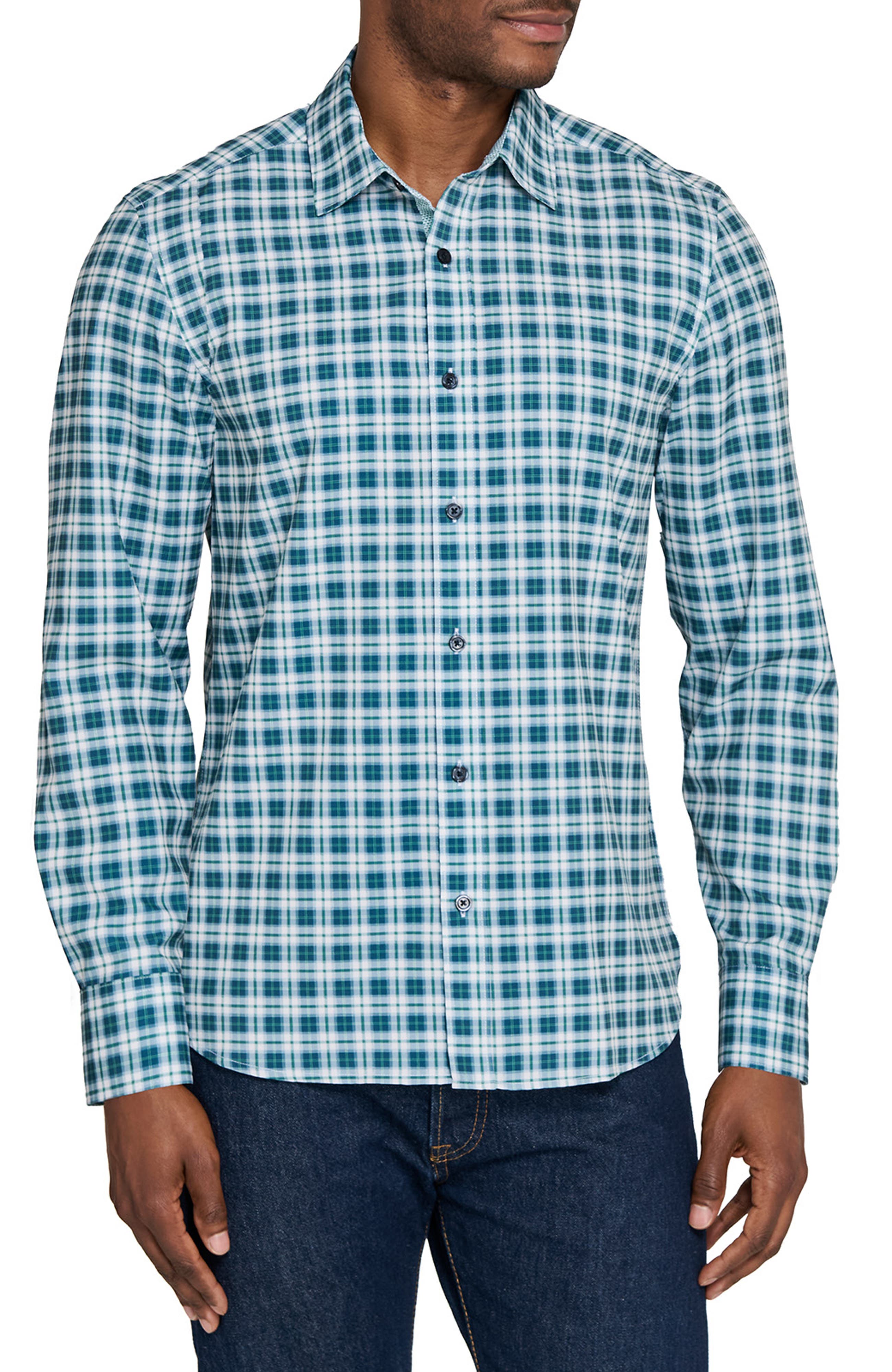 Construct Check Woven Long Sleeve Basic In Gray