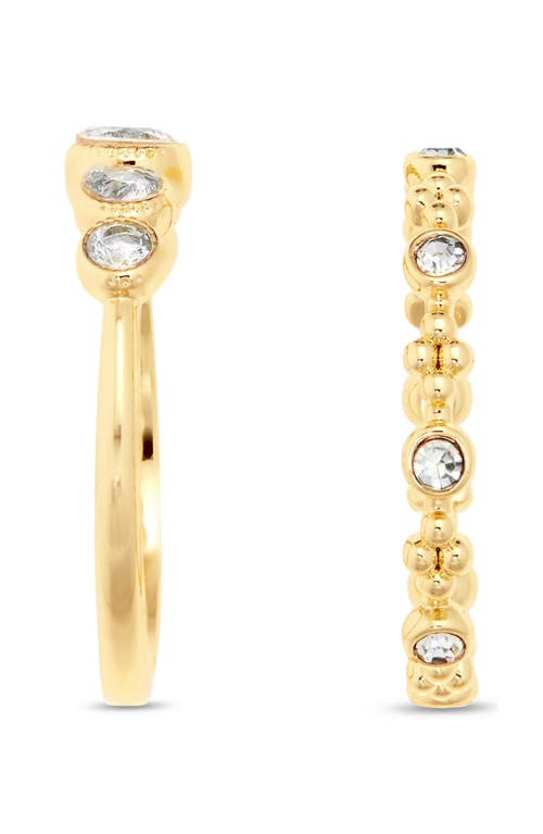 Covet Set Of 2 Crystal Stackable Rings In Clear/gold