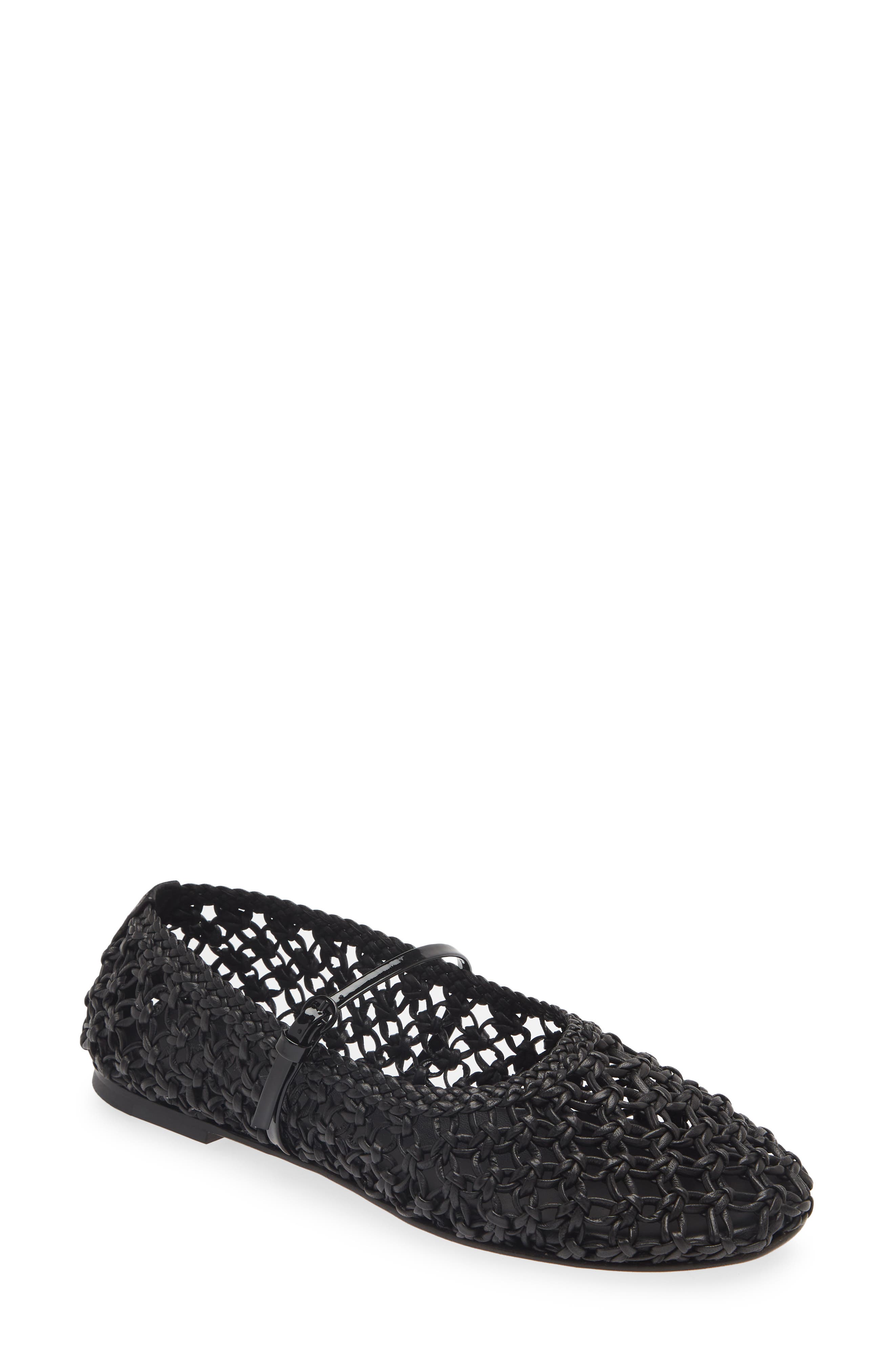 Dear Frances Balla Weave Mary Jane Flat, Main, color, Black Weave