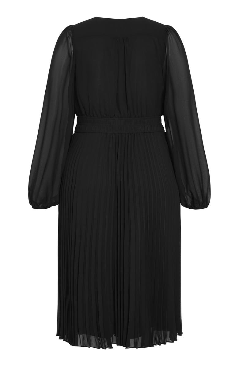 City Chic Sheer Finley Long Sleeve Chiffon Dress, Alternate, color,