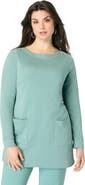 Roaman's Snap Button Boatneck Soft Knit Tunic