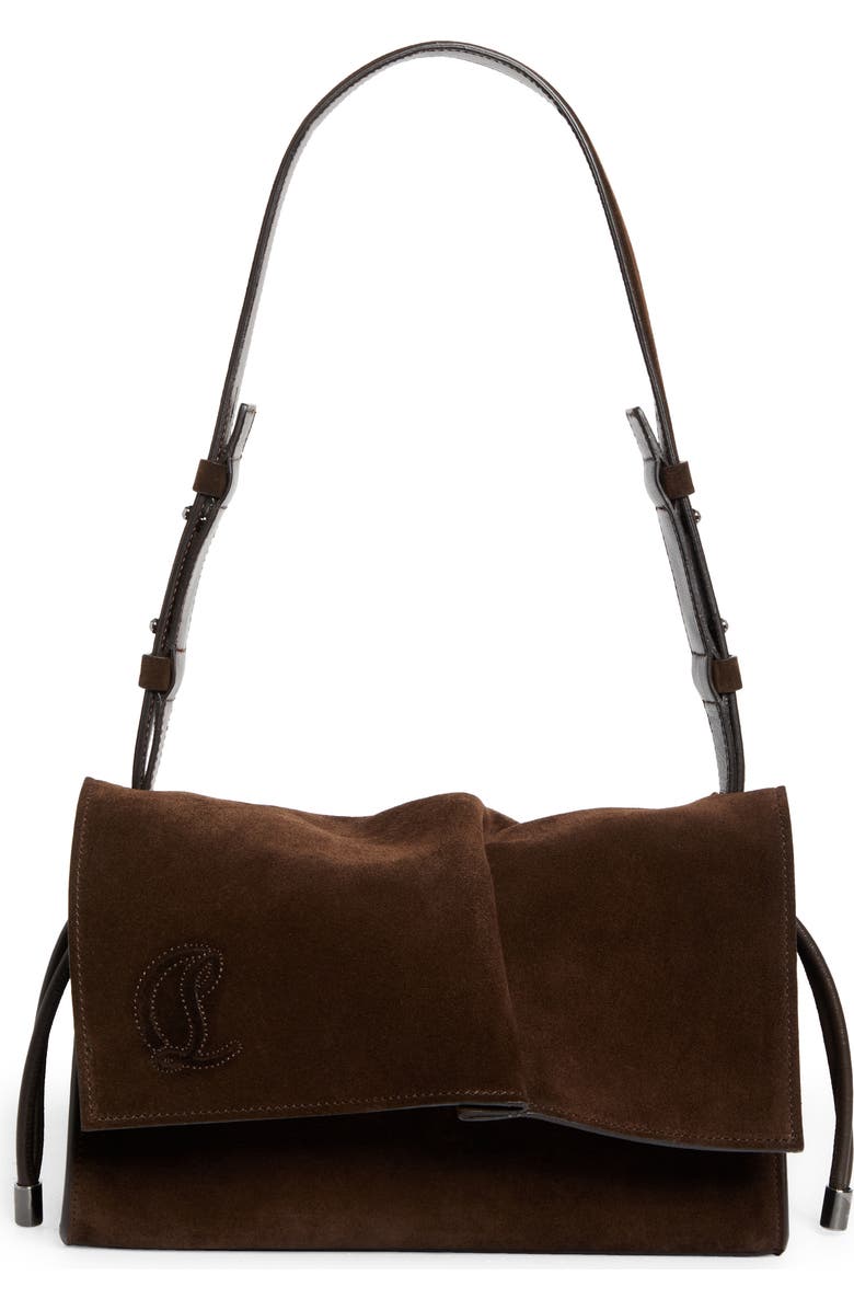 Christian Louboutin Small Baggy Suede Shoulder Bag, Main, color, Cosme