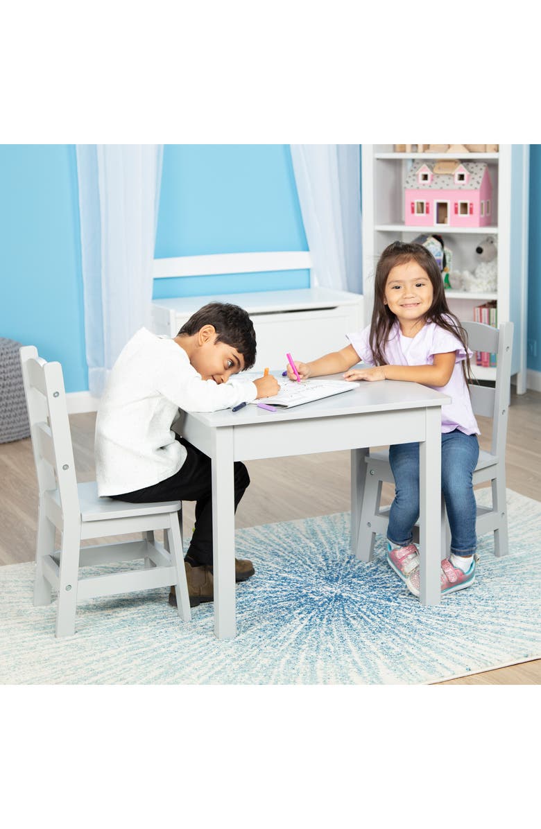 Melissa & Doug Wooden Table & Chairs, Alternate, color, Grey