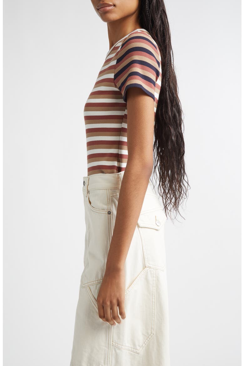 Pruitt Stripe Rib T-Shirt, Alternate, color, RED OAK DOVE