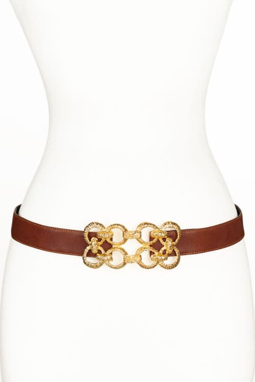 Raina Belts Golden Loops Buckle Leather Belt In Brown