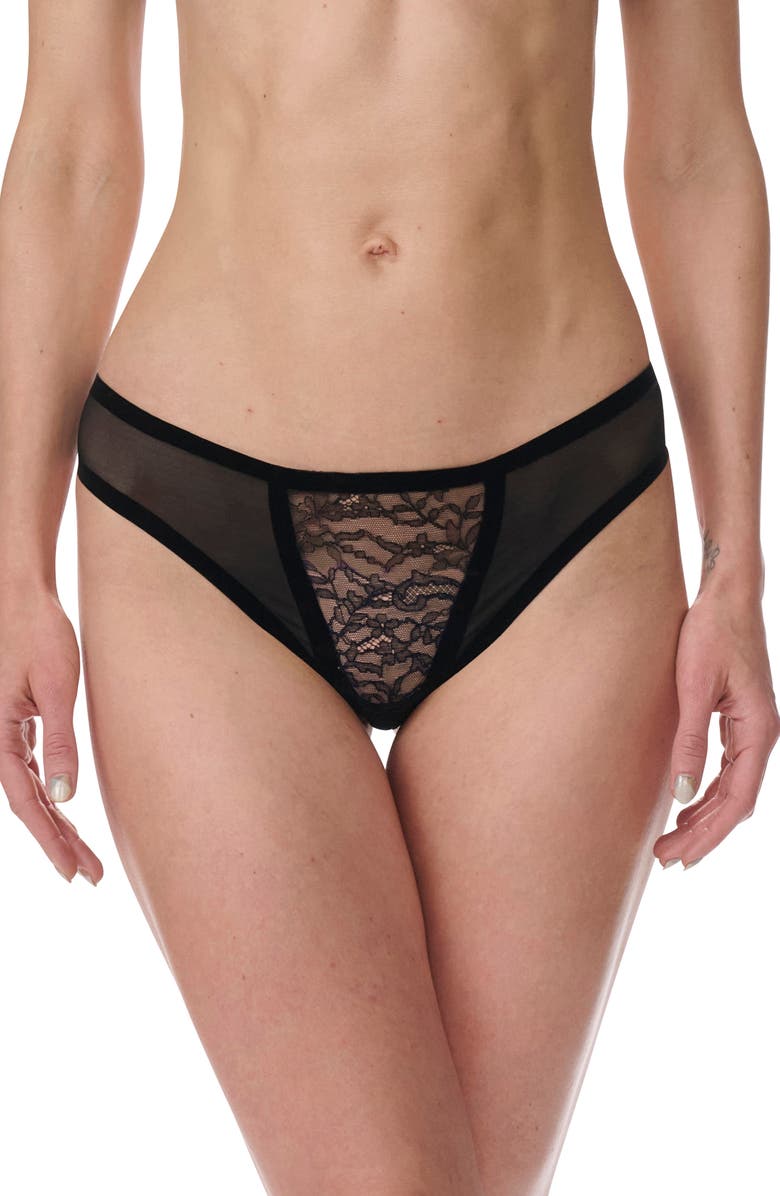 Wolford Lace & Mesh Thong, Main, color, 