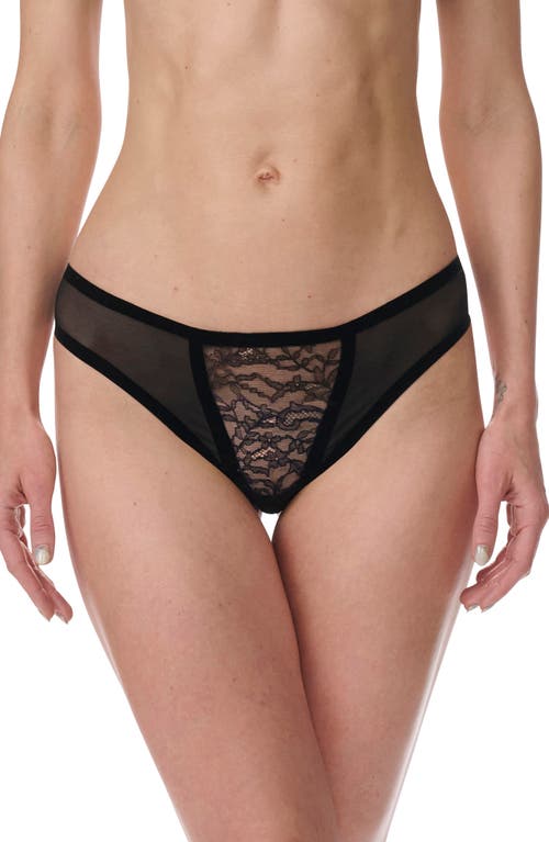 Wolford Lace & Mesh Thong In Black