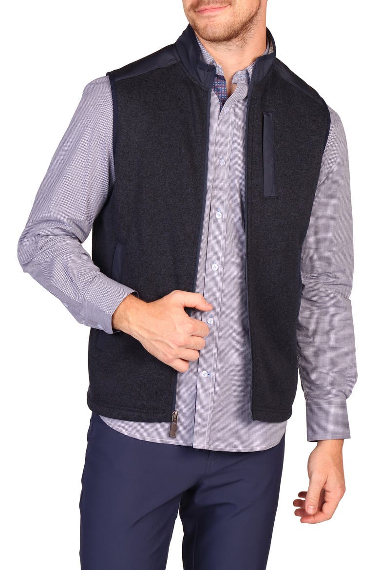 Full Zip Knit Vest, Main, color, NAVY