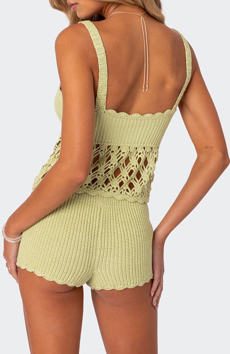 EDIKTED Danika Mixed Open Stitch Crop Top, Alternate, color, Sage