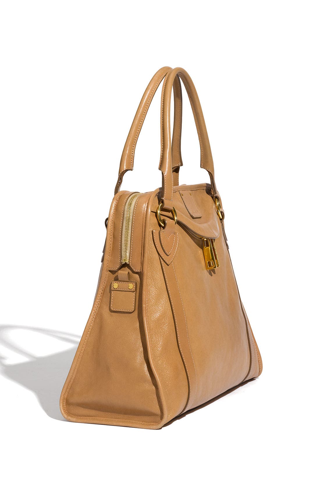 'Wellington' Goatskin Leather Satchel, Alternate, color, STONE