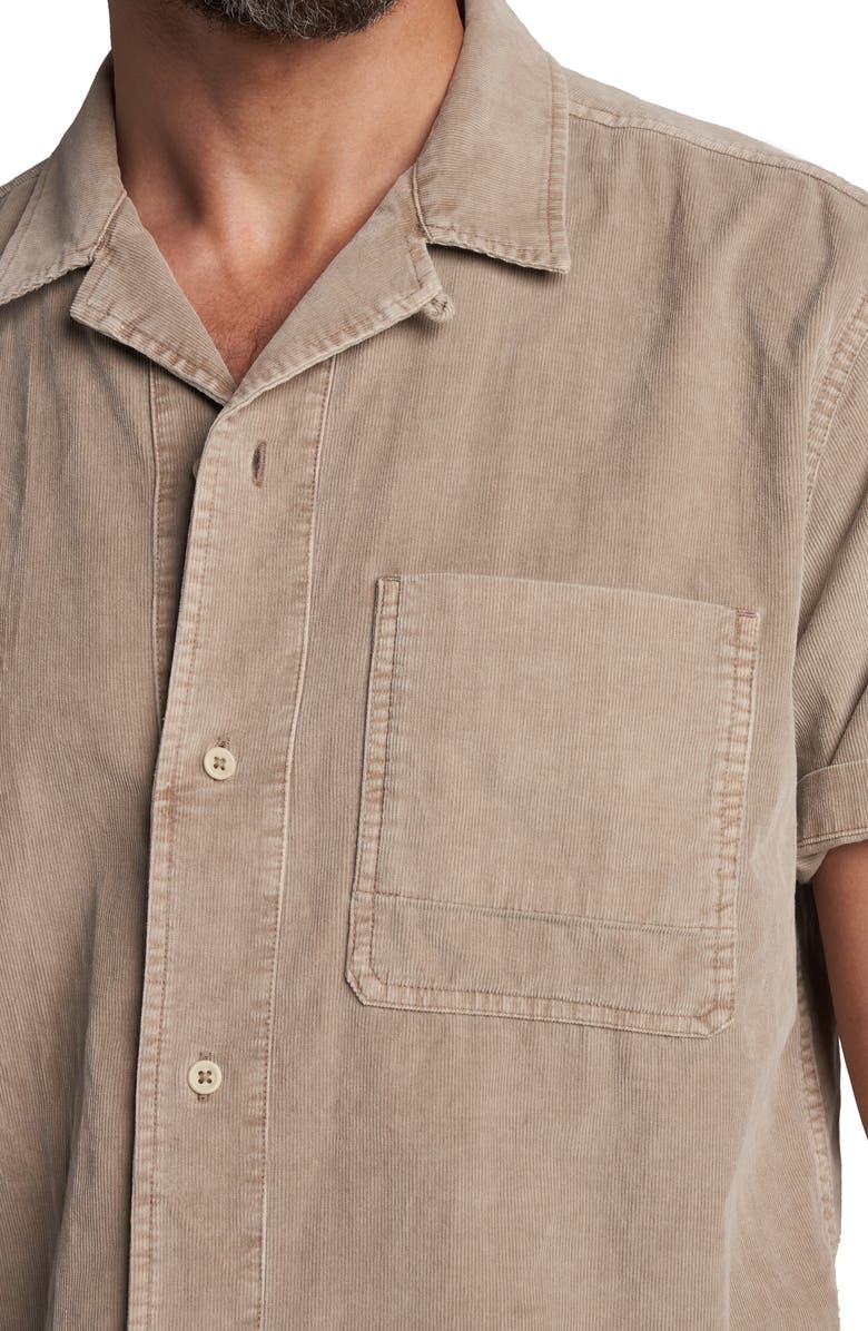 Rowan Zion Cotton Corduroy Short Sleeve Button-Up Shirt, Alternate, color, Stone