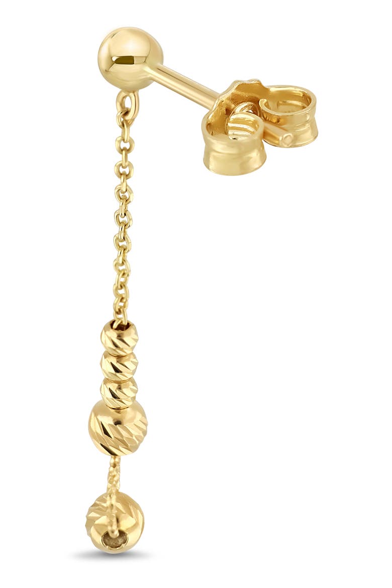 14K Yellow Gold Beaded Linear Drop Earrings, Alternate, color, GOLD